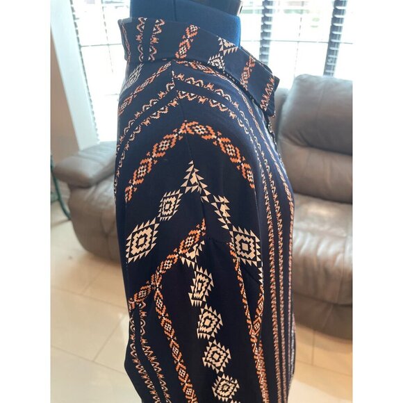 Vintage-Inspired SettleDown 3XL Button-Up Shirt Dress In Geometric Pattern - Picture 9 of 13